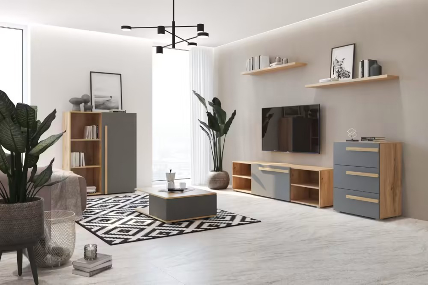 Виллитус гостиная модульная дуб вотан\графит