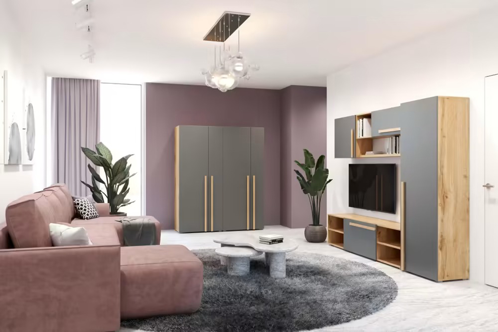 Виллитус гостиная модульная дуб вотан\графит