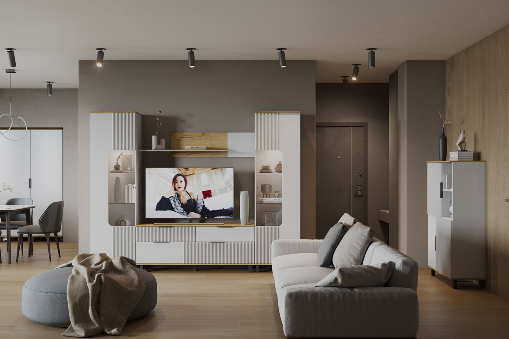 Джуна гостиная модульная Дуб вотан\белый