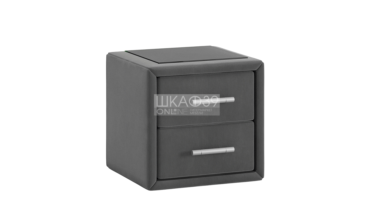 Элис Тумба прикроватная со стеклом Экокожа  Графит