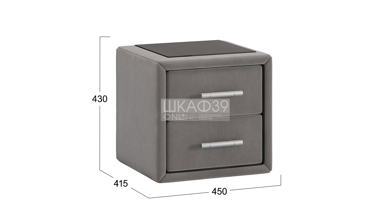 Элис Тумба прикроватная со стеклом Экокожа Мокко