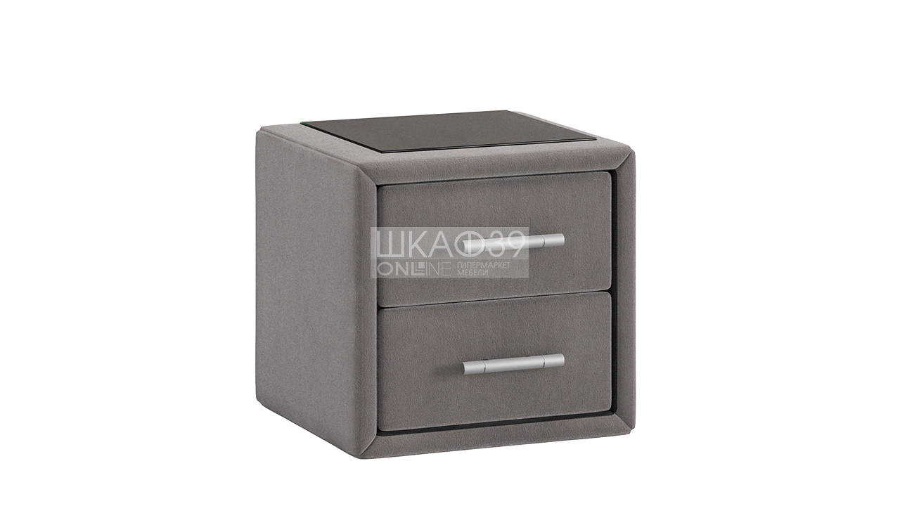 Элис Тумба прикроватная со стеклом Экокожа Мокко
