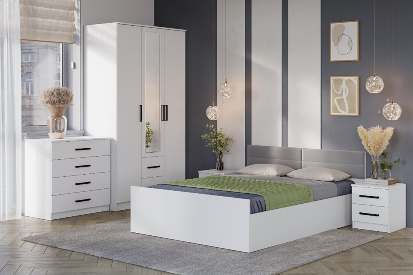  Фьюжн спальня модульная Белый БТС