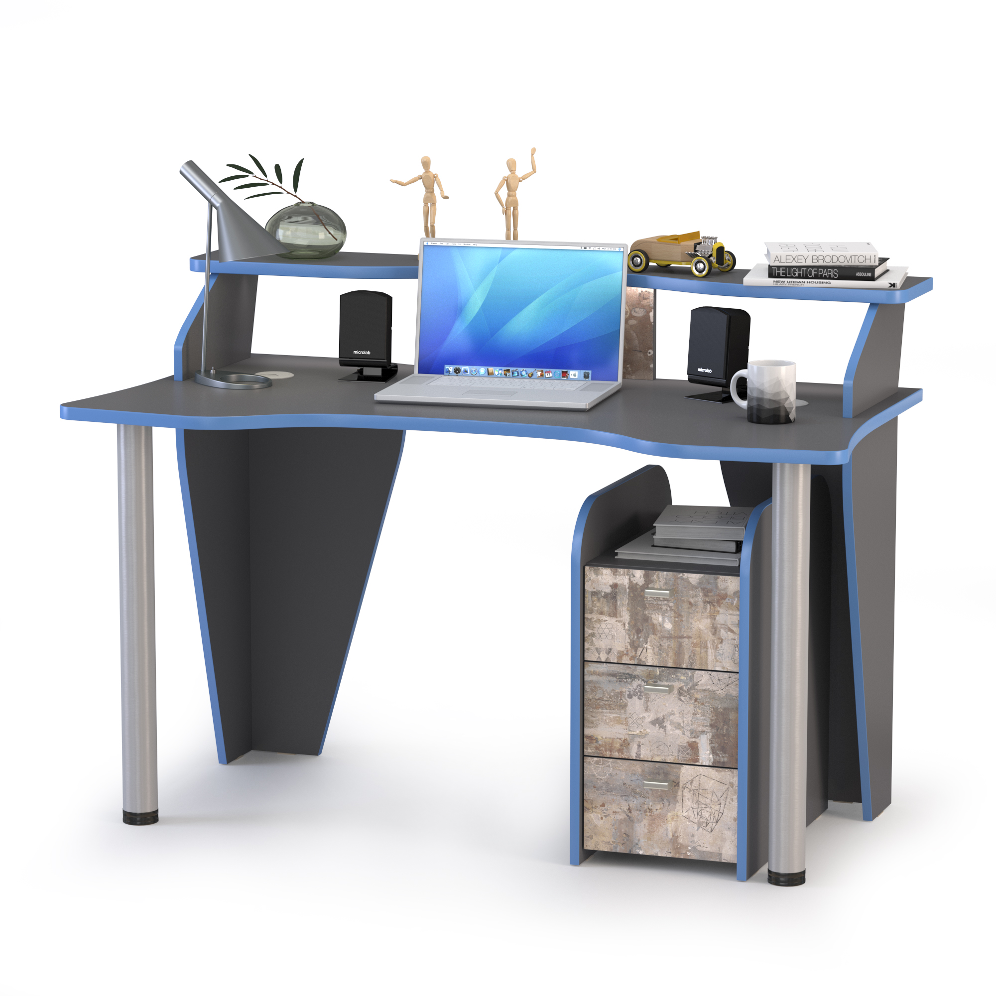 Индиго Компьютерный стол 12.61 с тумбой 10.94