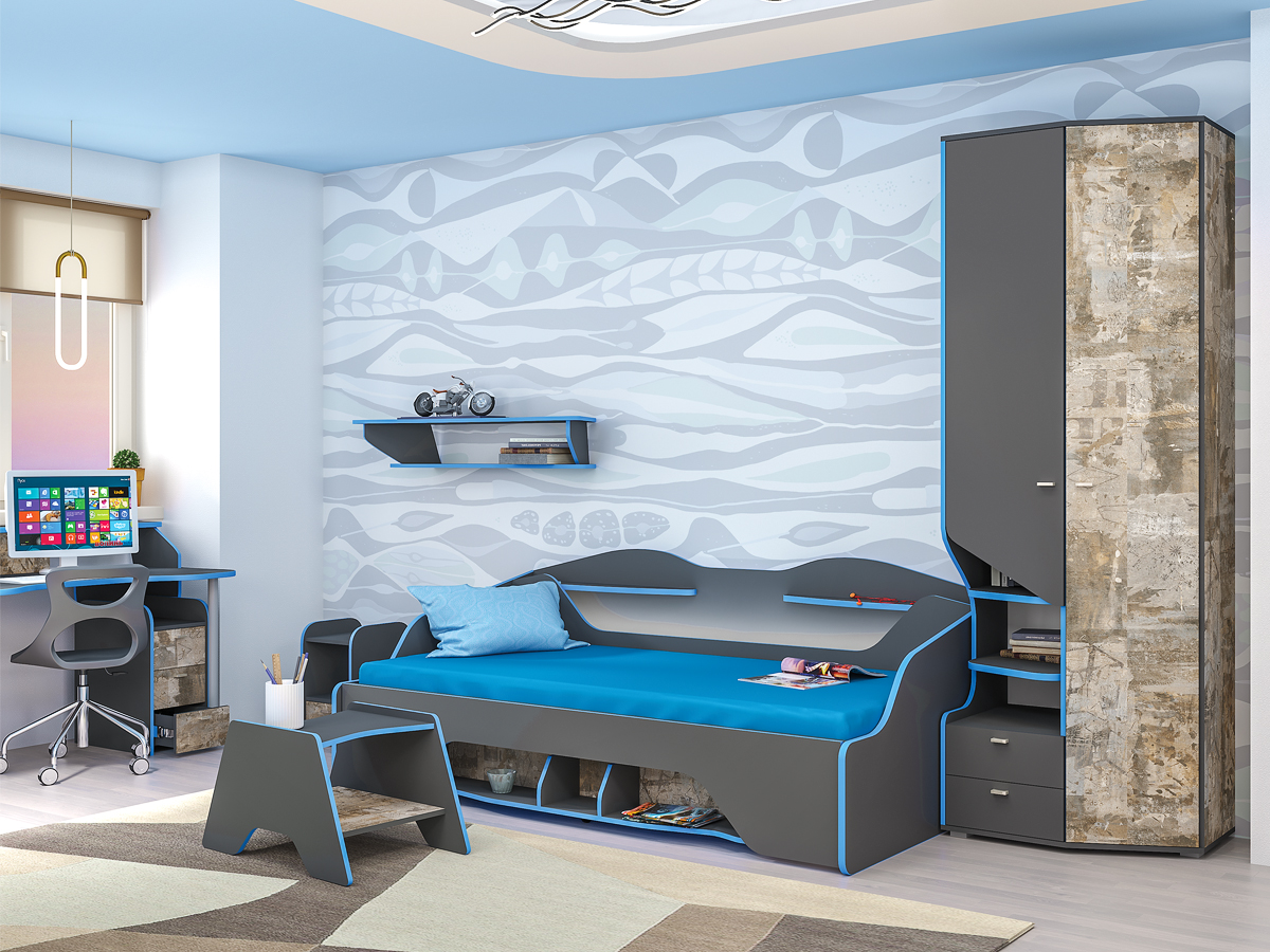 Индиго Компьютерный стол 12.61 с тумбой 10.94