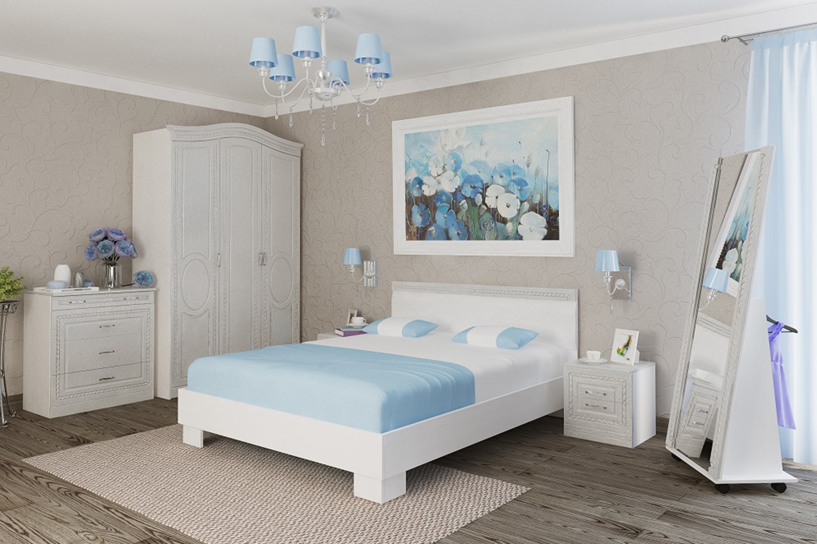 Гертруда спальня модульная Ясень жемчужный/Лиственница белая