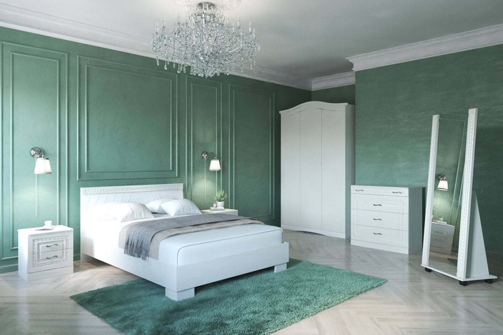 Гертруда спальня модульная Ясень жемчужный/Лиственница белая