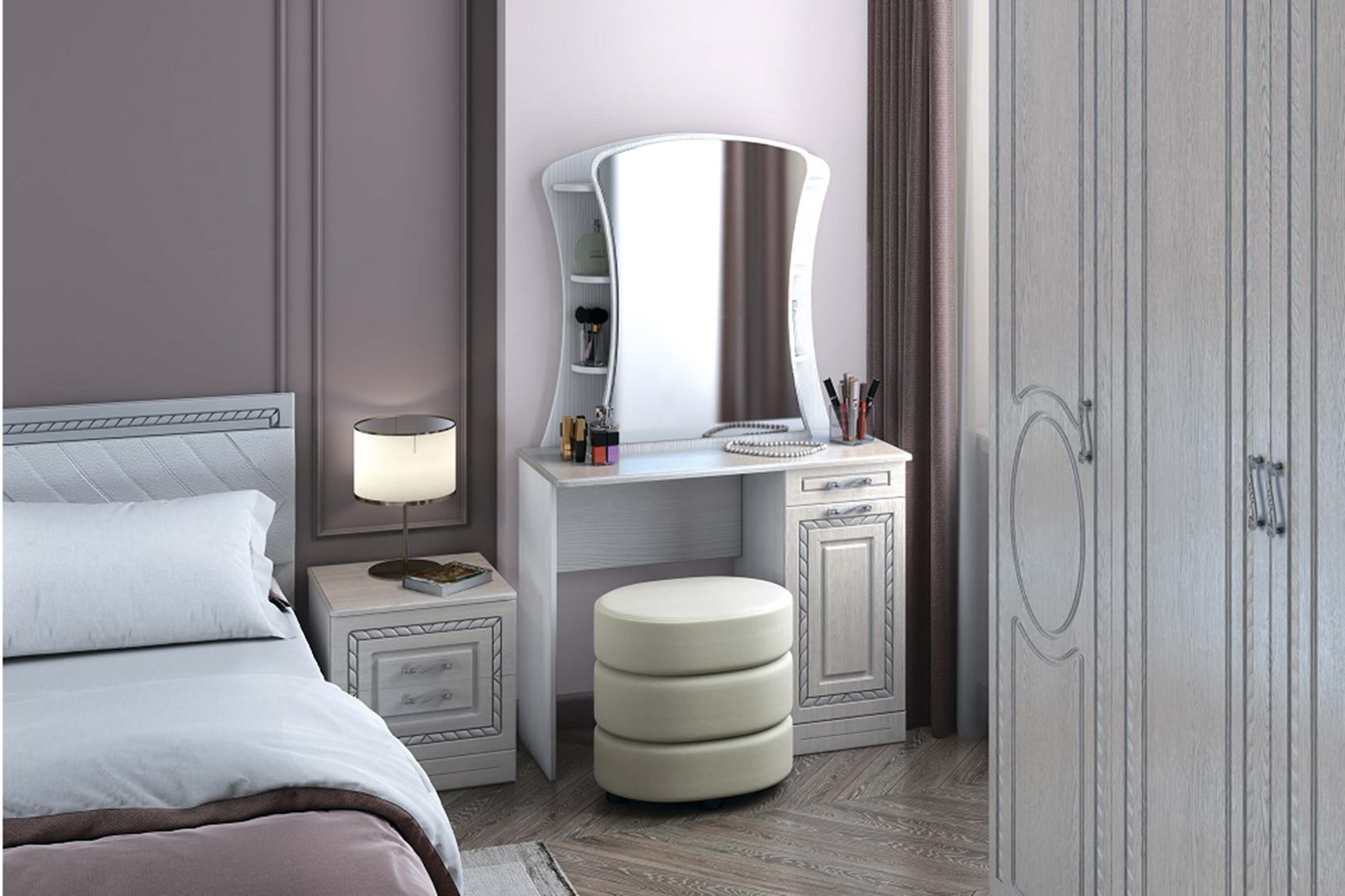 Гертруда спальня модульная Ясень жемчужный/Лиственница белая