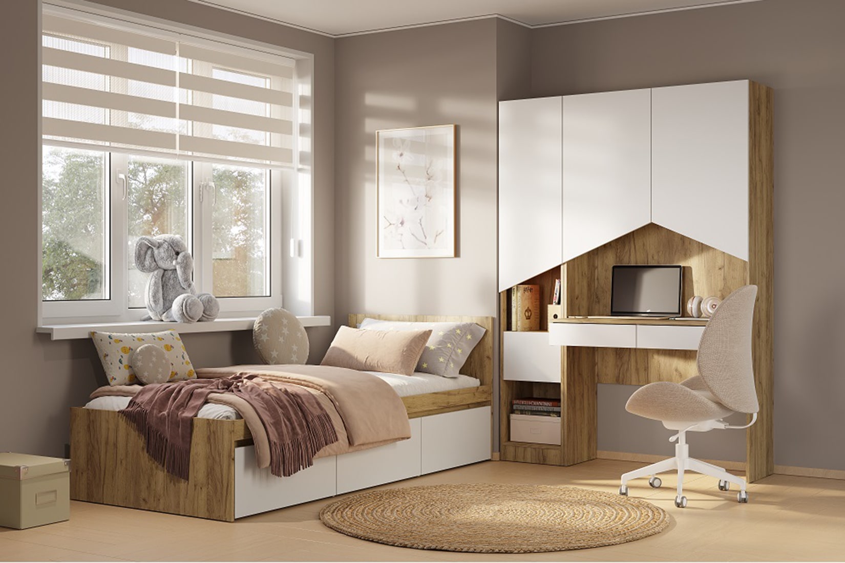 Гудвин детская модульная комната Дуб ирландский/Белый шагрень