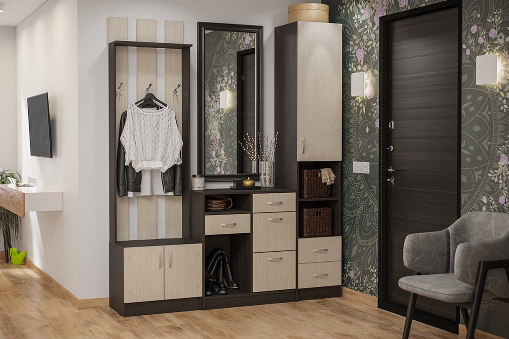 Вега прихожая модульная Венге/Дуб белфорд