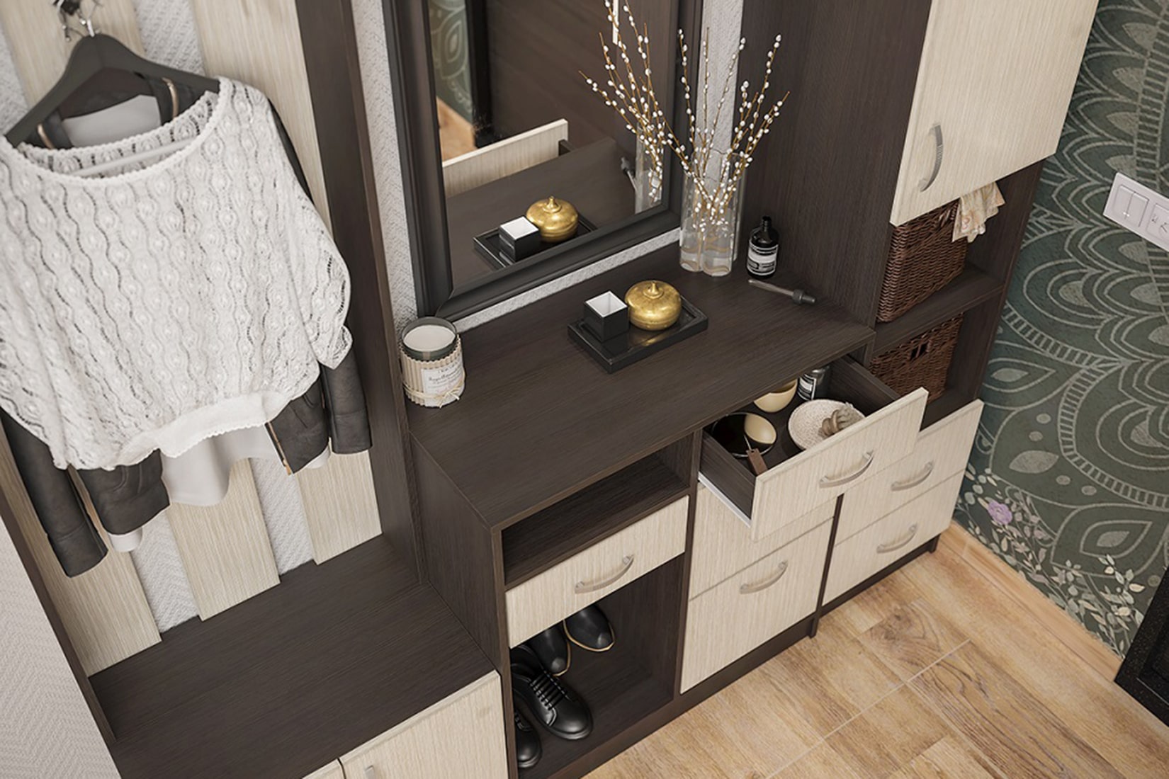 Вега прихожая модульная Венге/Дуб белфорд