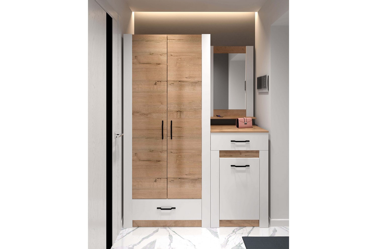 Ева 5 прихожая модульная Белый/Дуб Ирландский