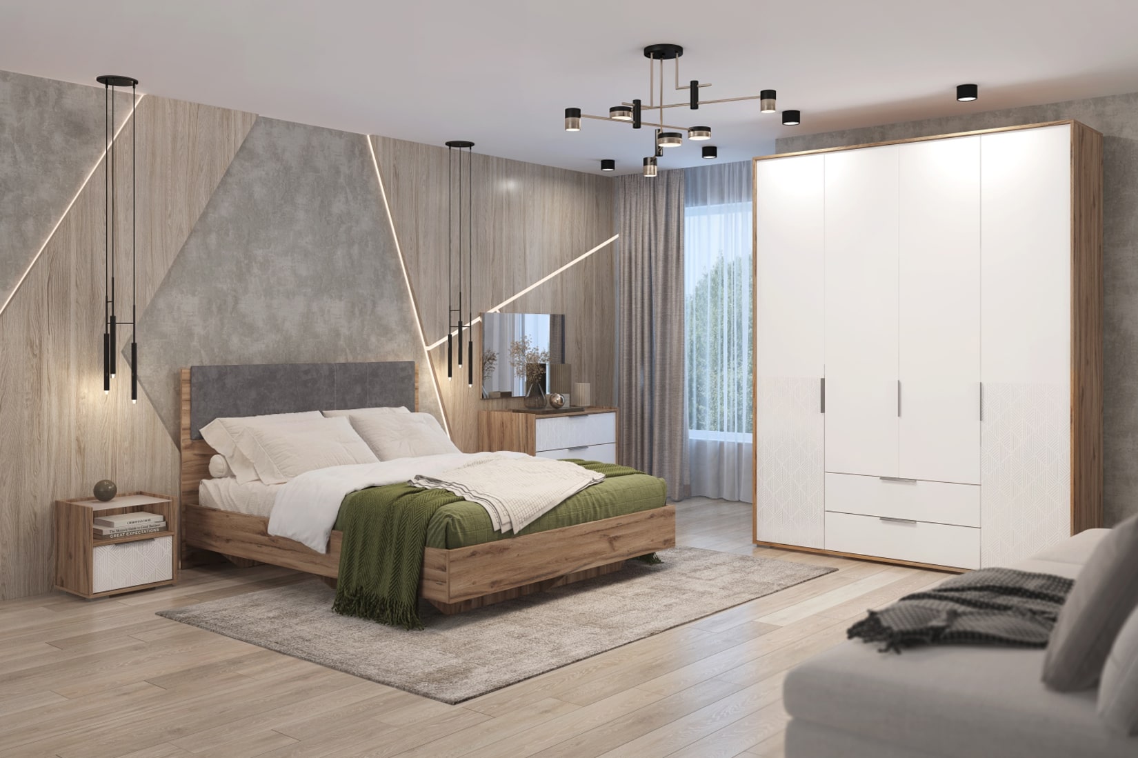 Николь спальня модульная Дуб Альпийский/Белый