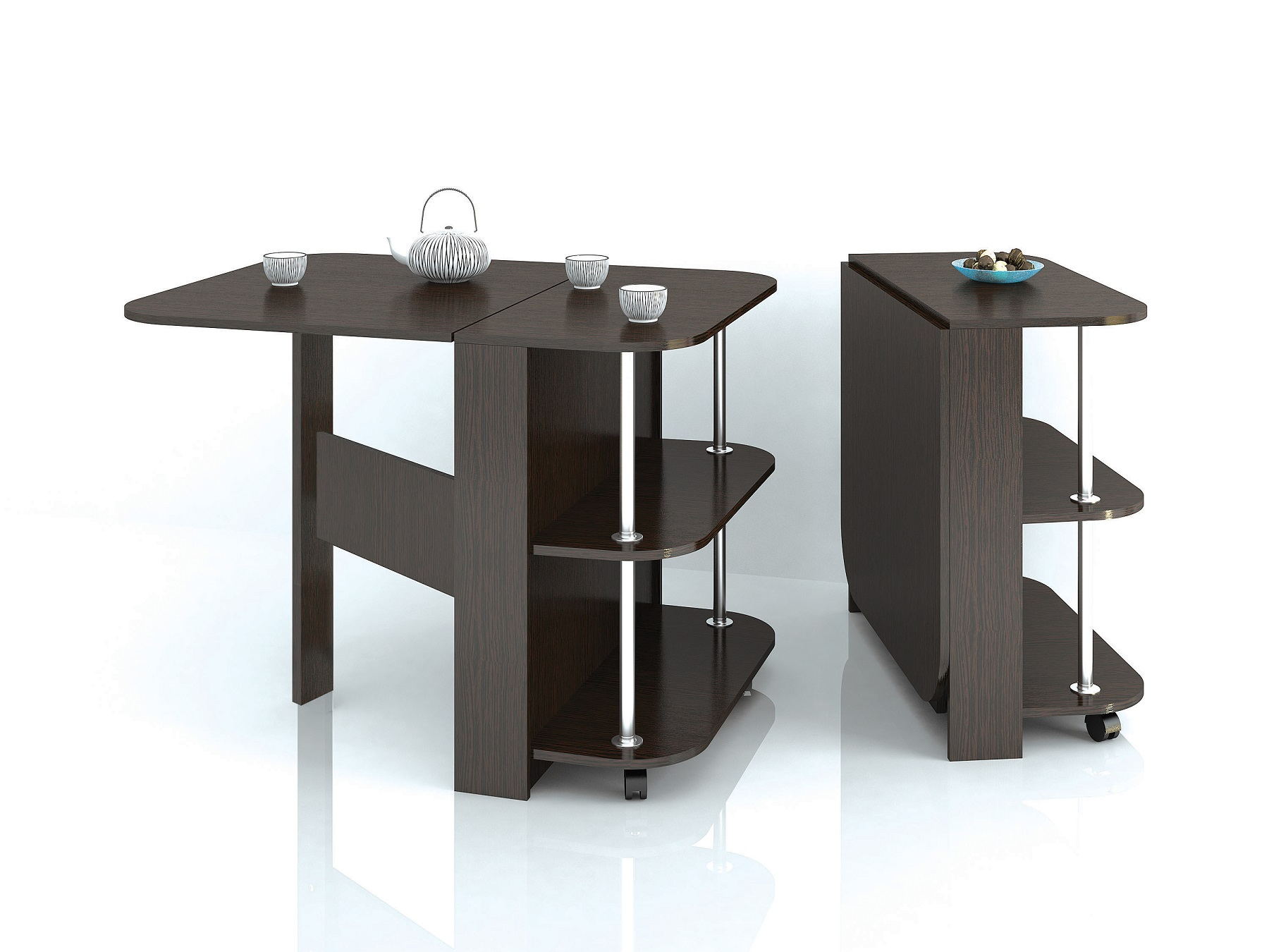 Стол кухонный раскладной с полками Венге