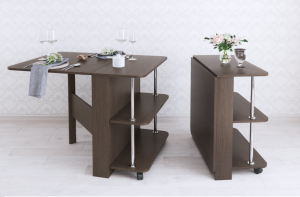 Стол кухонный раскладной с полками Венге