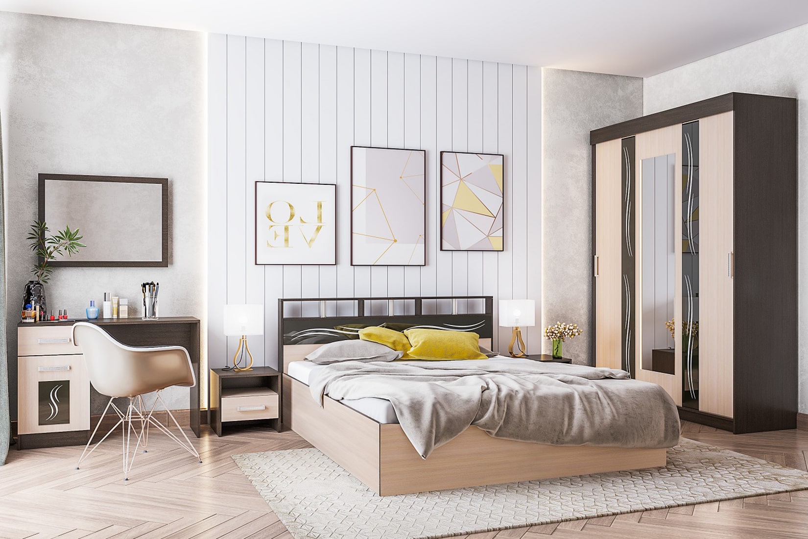 Эрика спальня модульная Венге цаво/Дуб молочный