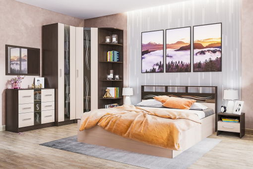 Эрика спальня модульная Венге цаво/Дуб молочный