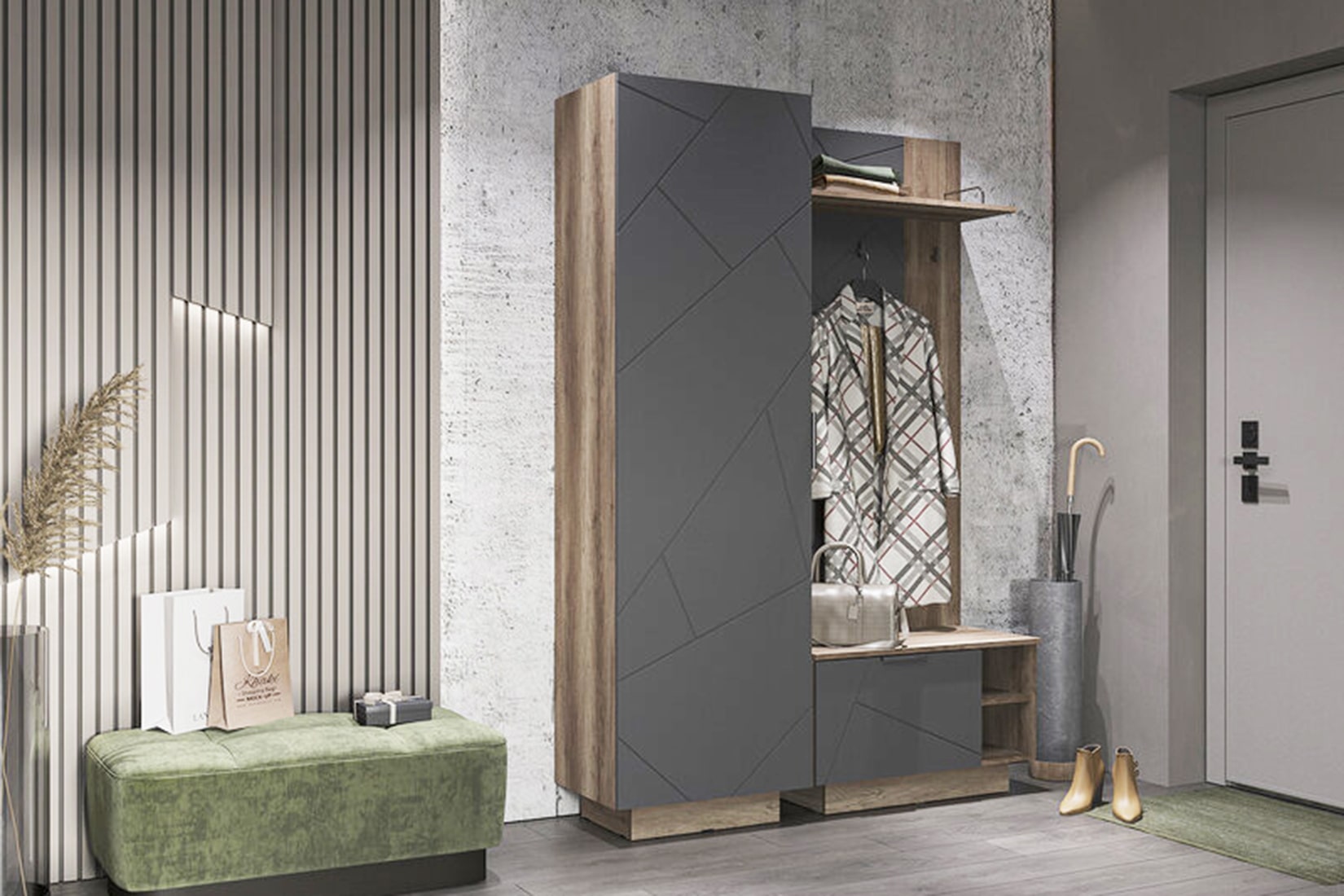 Даллас прихожая модульная Дуб каньон/Софт графит