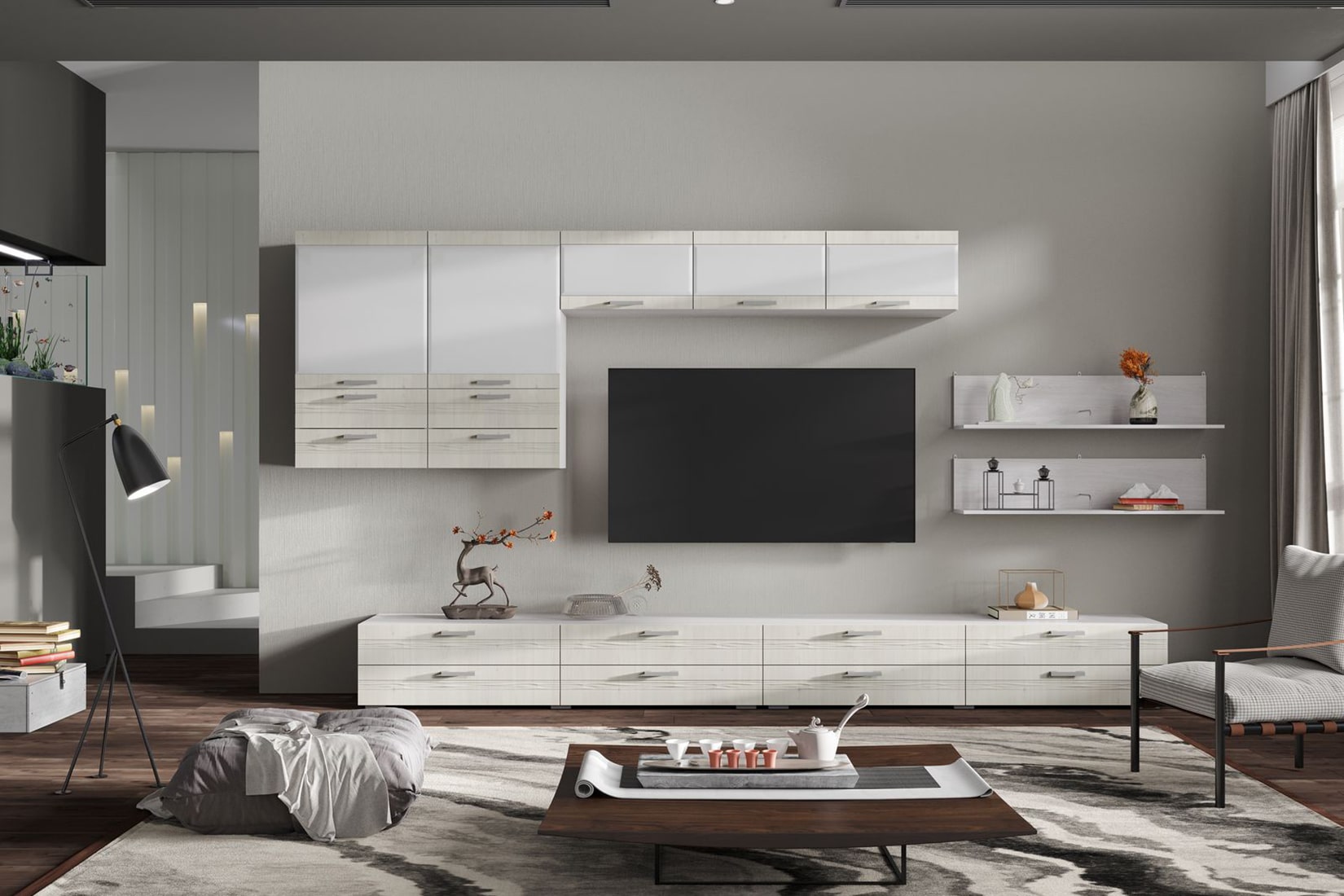 Амелия гостиная модульная Вяз каньон/Дуб анкор