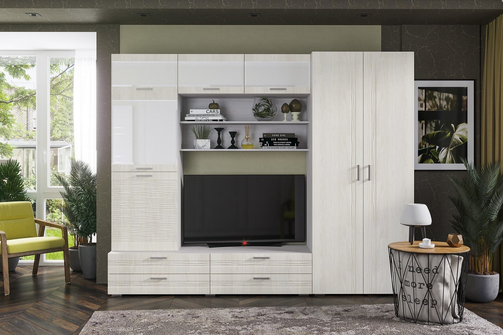 Амелия гостиная модульная Вяз каньон/Дуб анкор