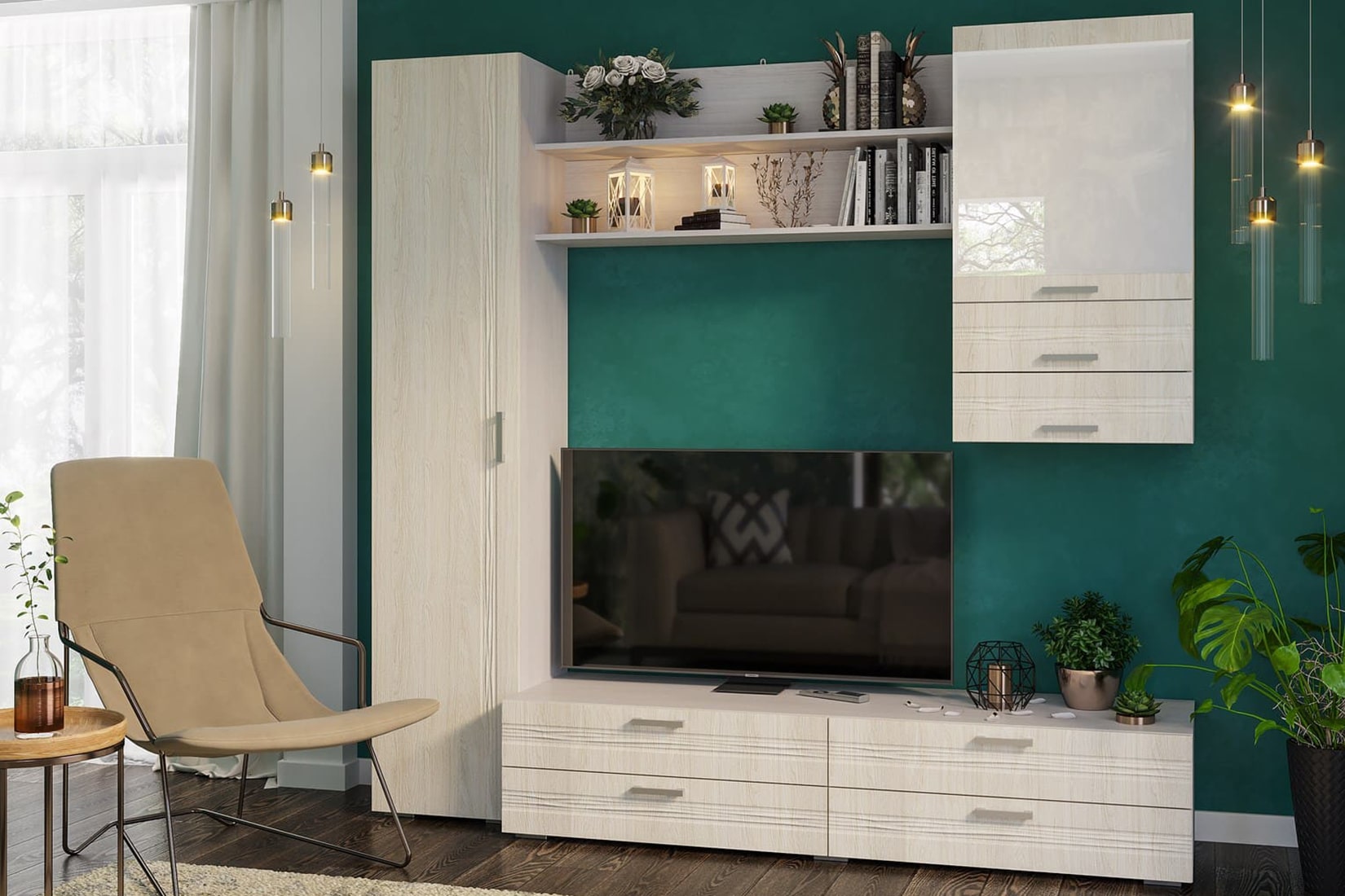 Амелия гостиная модульная Вяз каньон/Дуб анкор