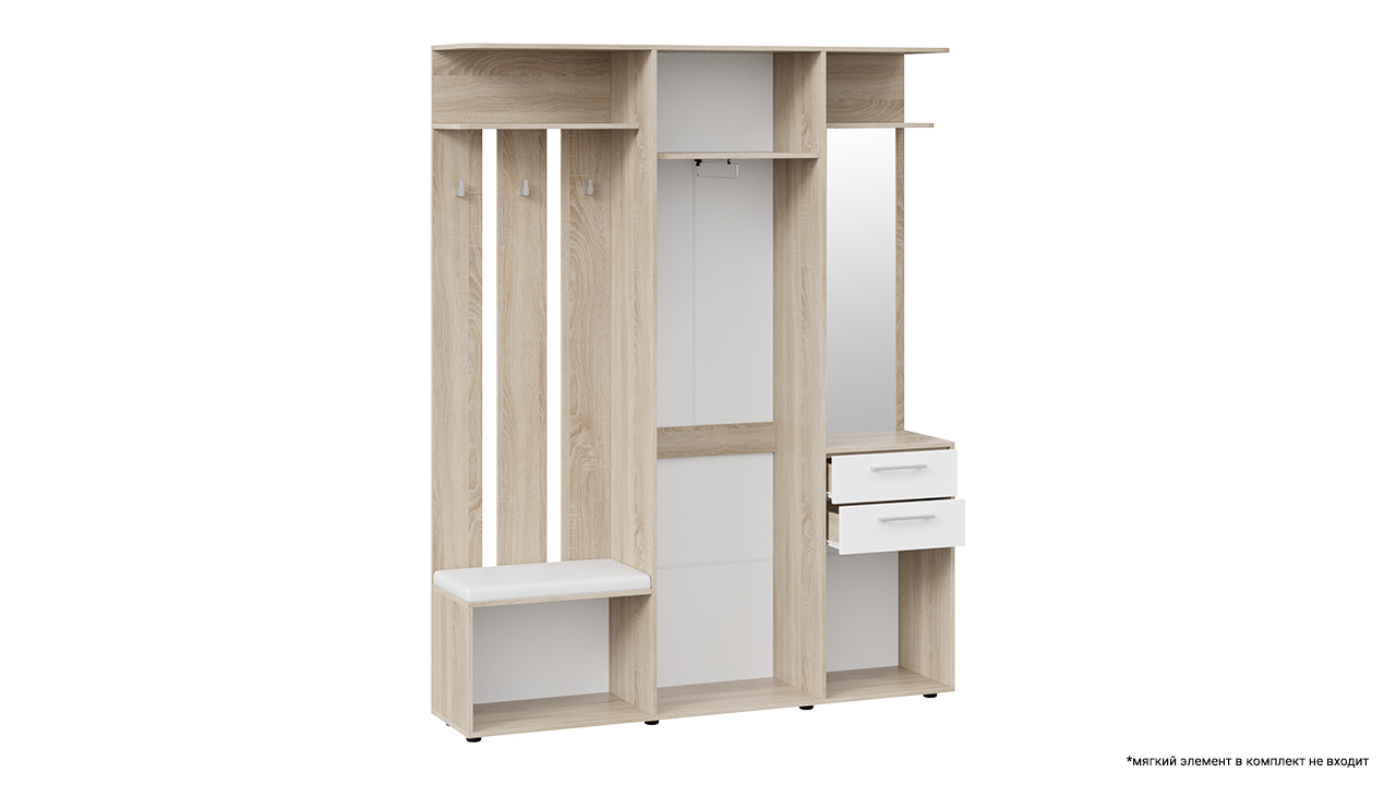 Набор мебели для прихожей «Витра» Тип 2 Дуб сонома/Белый ясень (Без мягкого элемента)