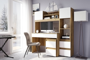 Селфи Рабочая зона Дуб крафт/Белый шагрень