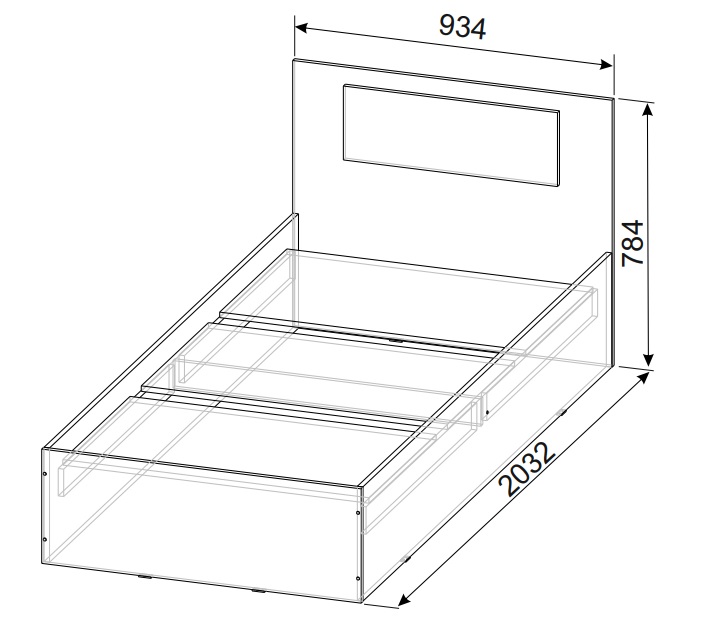 Кровать с настилом ДСП Виста 1, 90х200