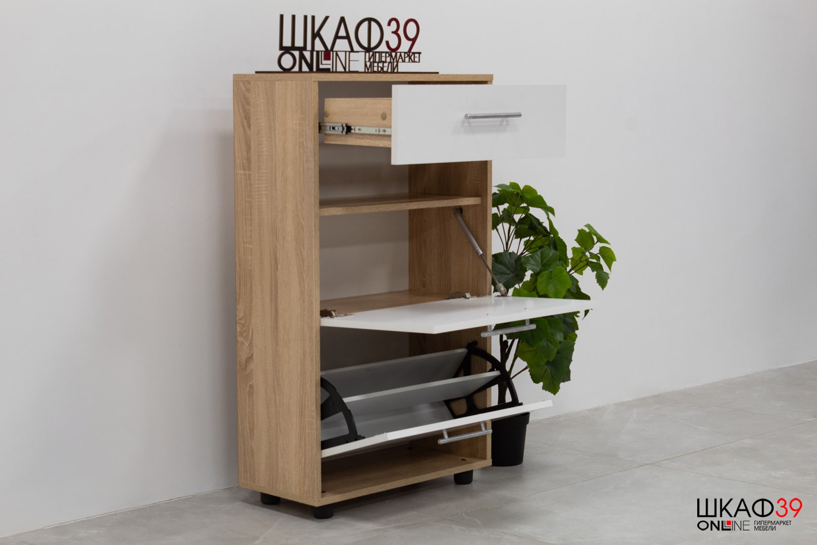 ТП-2 Обувница Сонома/Белый