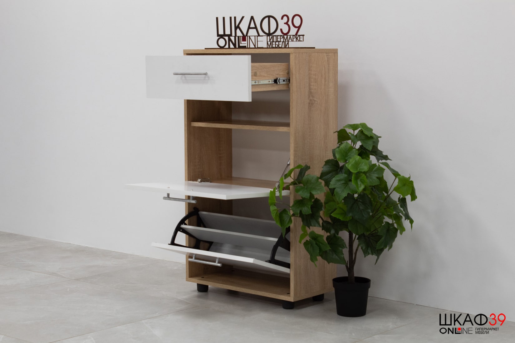 ТП-2 Обувница Сонома/Белый