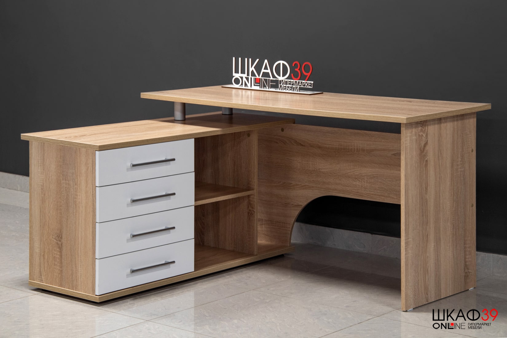 КСТ-109Л Стол компьютерный левый, сонома/белый