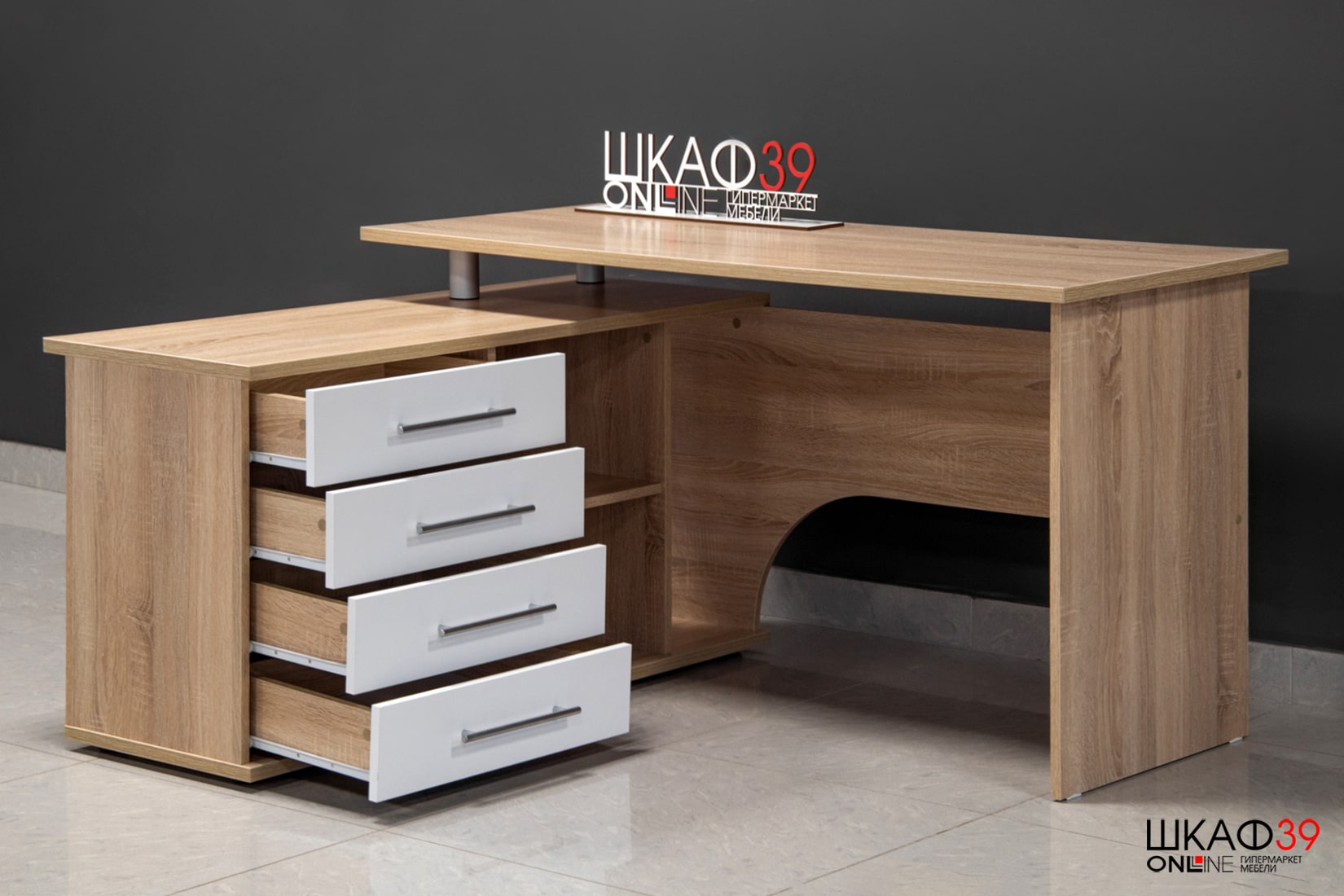 КСТ-109Л Стол компьютерный левый, сонома/белый