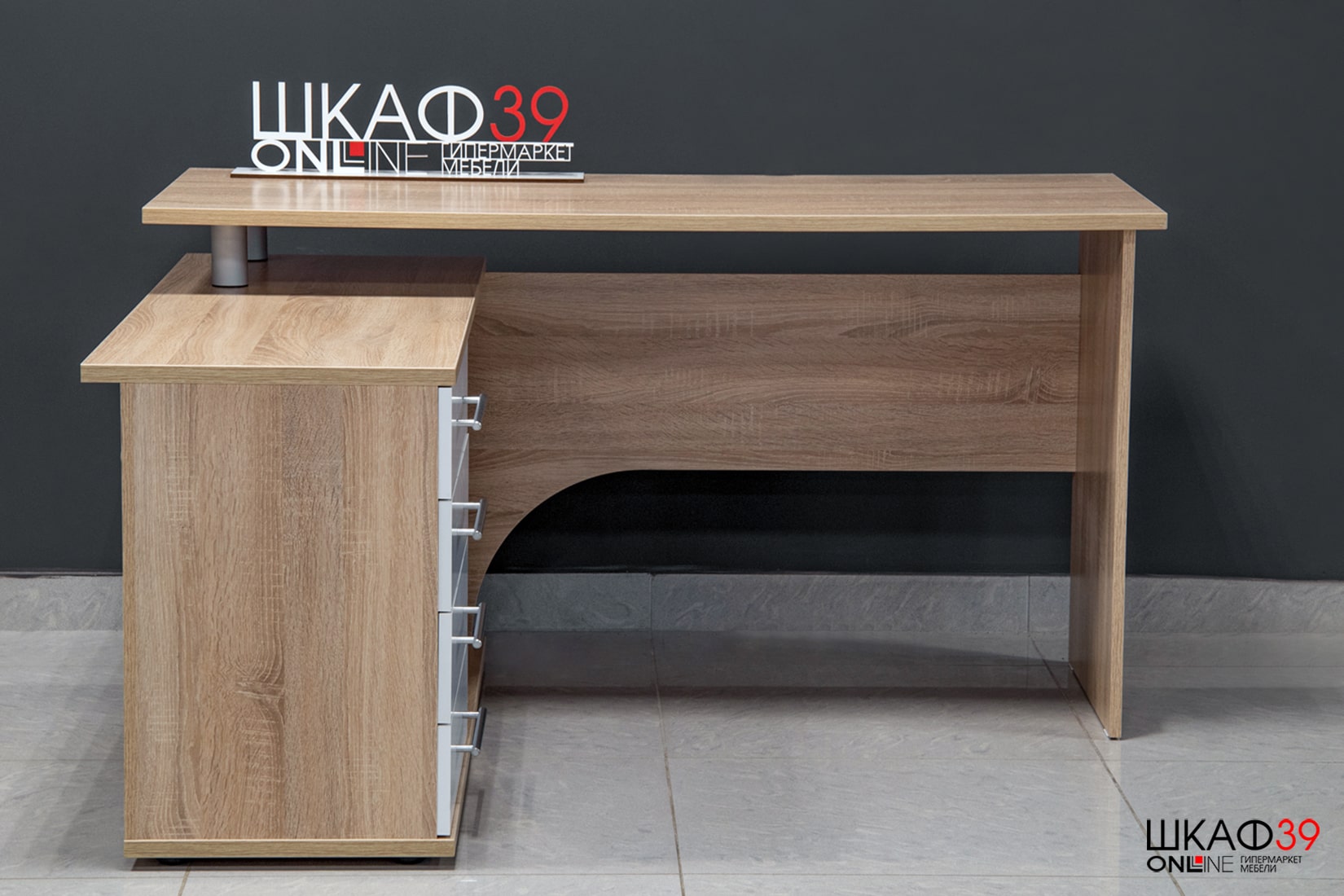 КСТ-109Л Стол компьютерный левый, сонома/белый