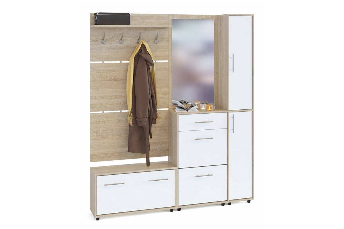 Сокол Прихожая №6  (ВШ-3.1 + ТП-3 + ТП-4 + ПЗ-4)  Сонома/Белый