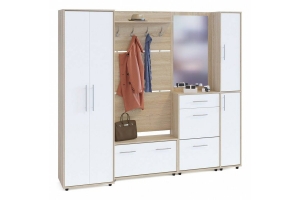 Сокол Прихожая №11 (ШО-1+ВШ-3.1+ТП-3+ТП-4+ПЗ-4)  Сонома/Белый