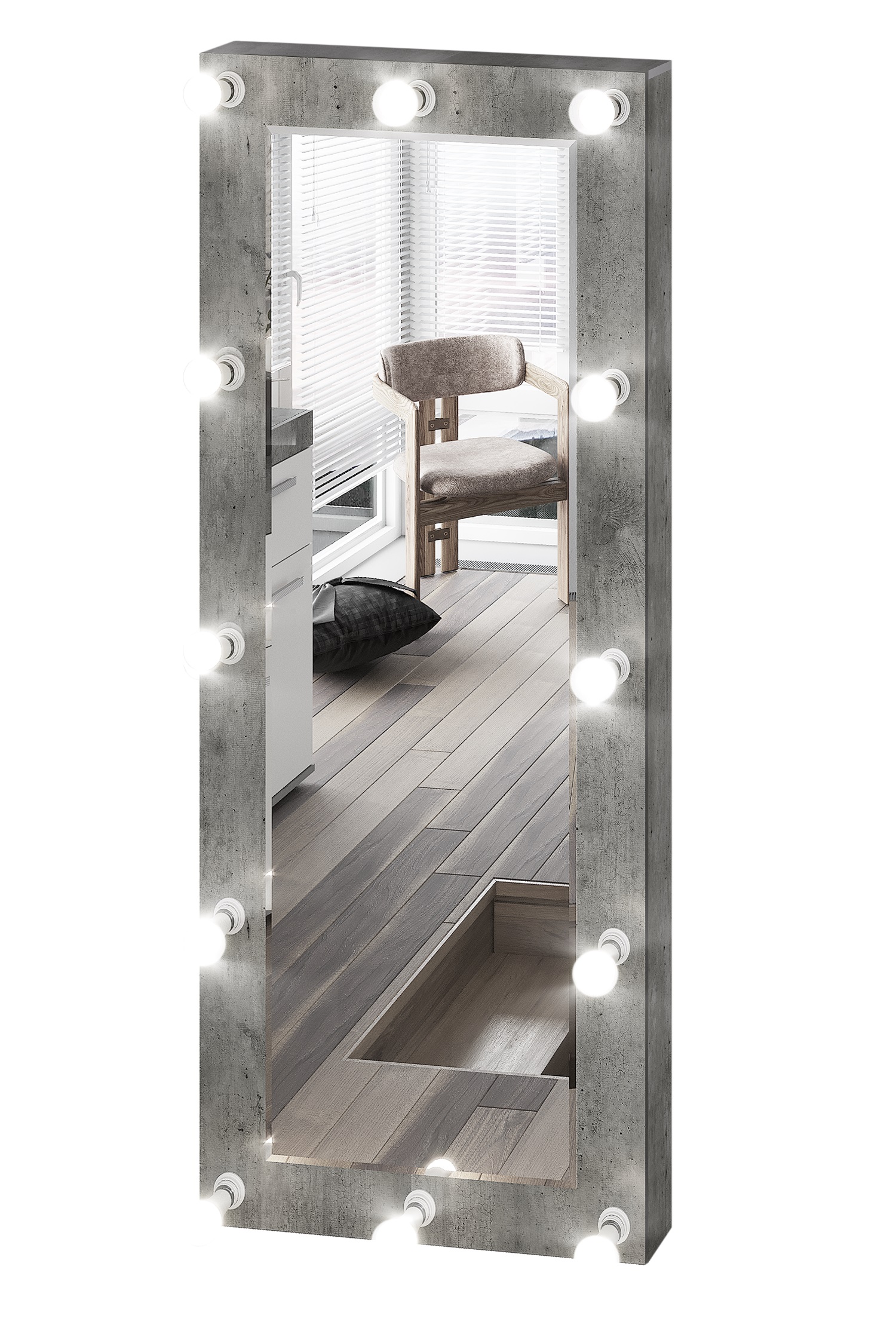 Инстайл Зеркало навесное Метрополитан грей/Белый