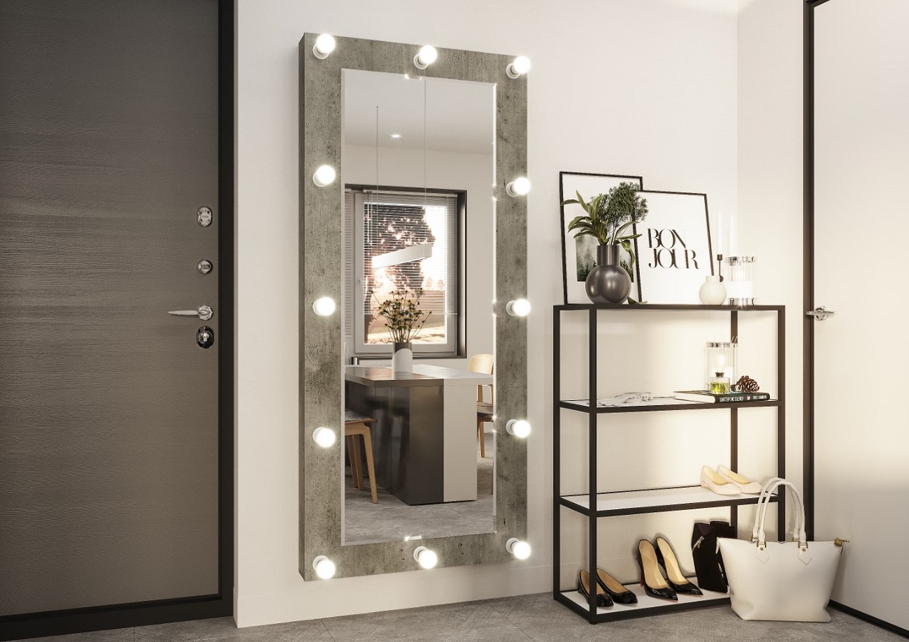 Инстайл Зеркало навесное Метрополитан грей/Белый