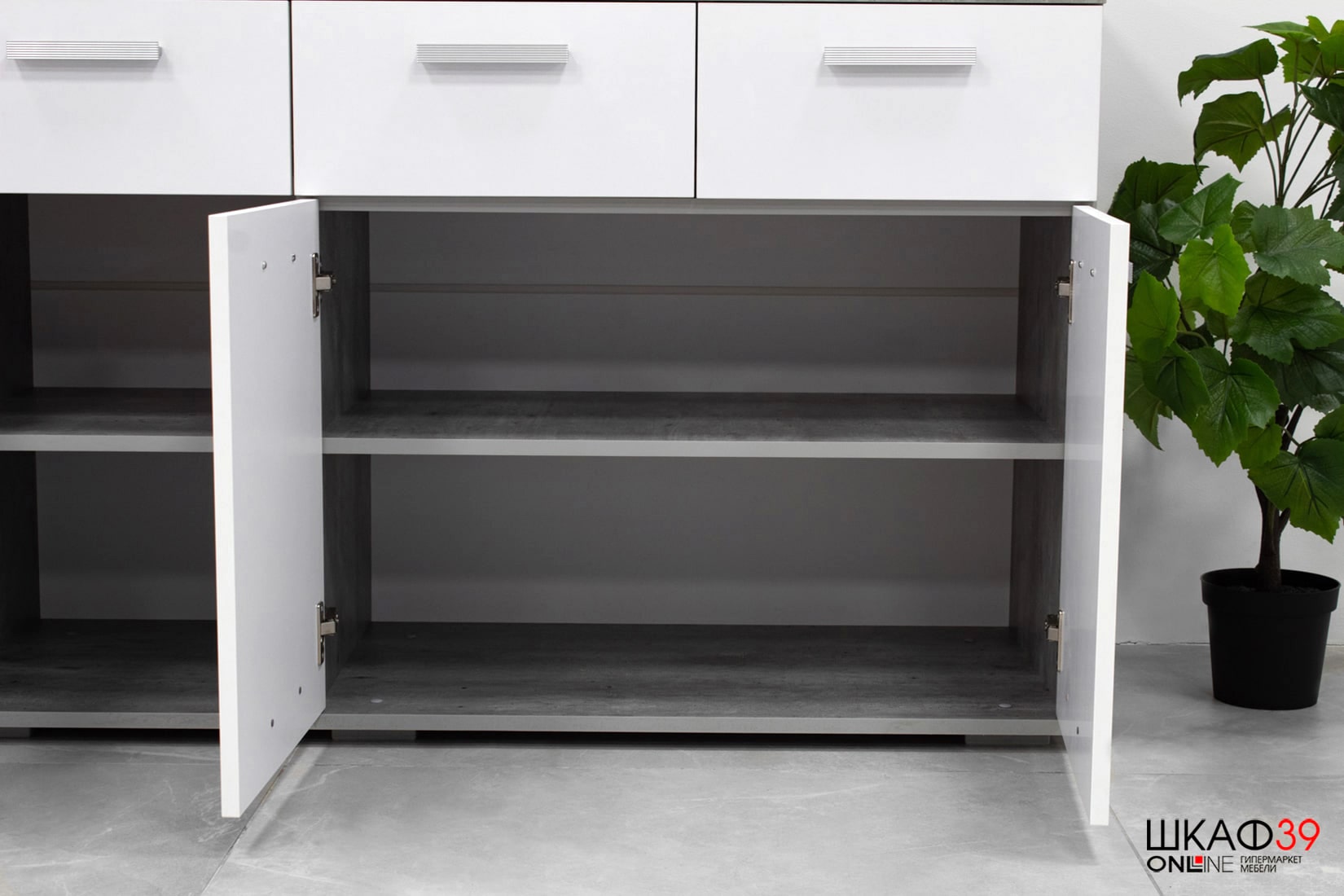 Комод Инстайл КМ-03, бетон/белый