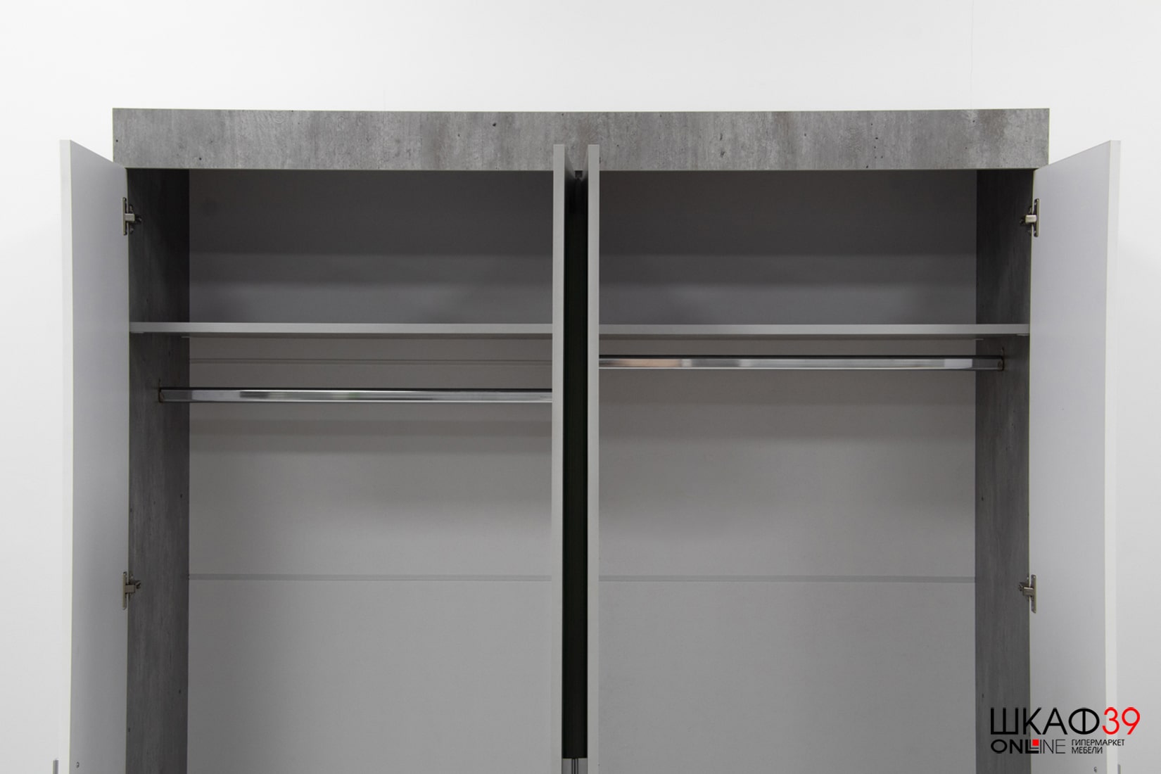 Шкаф четырехстворчатый Инстайл ШК-31, бетон/белый