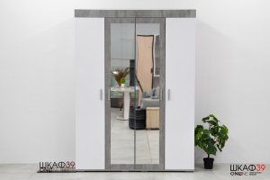 Шкаф четырехстворчатый Инстайл ШК-31, бетон/белый