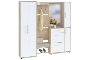 Сокол  Прихожая №7 ( ВШ-5.1+ТП-5+ТП-4+ПЗ-4+ШО-1) Сонома/Белый. 