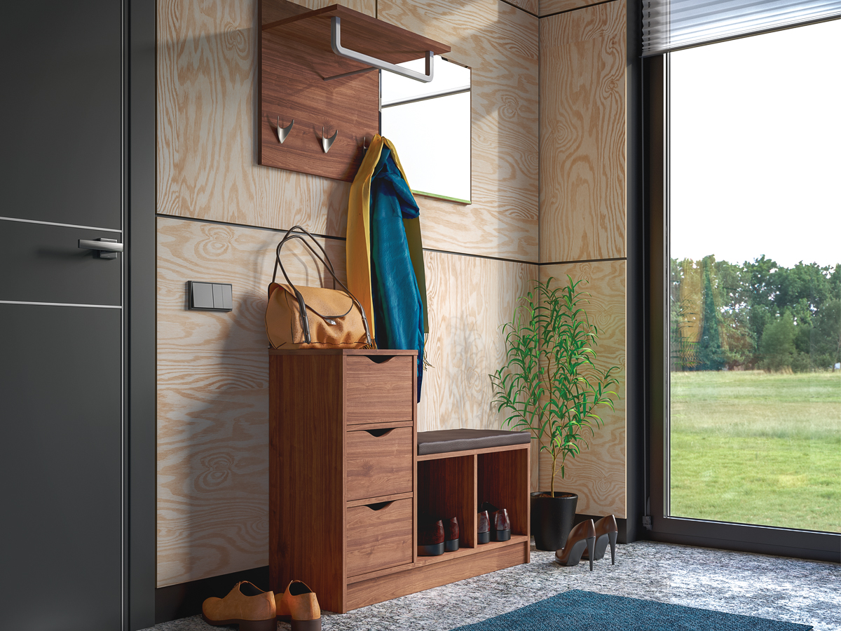 Лайт 10.84 Тумба для обуви орех селект каминный/коричневая экокожа