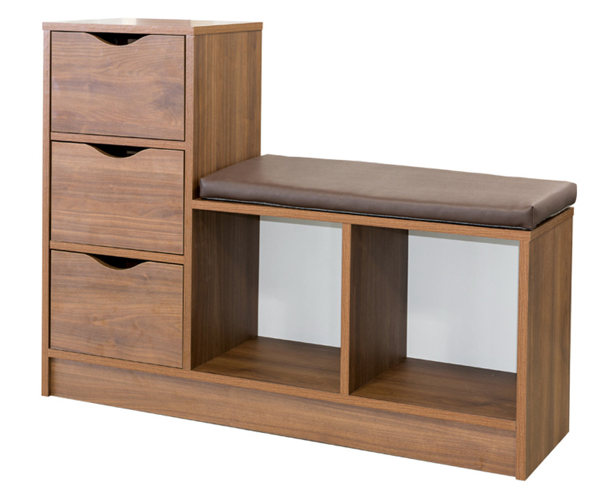 Лайт 10.84 Тумба для обуви орех селект каминный/коричневая экокожа