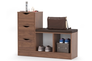 Лайт 10.84 Тумба для обуви орех селект каминный/коричневая экокожа
