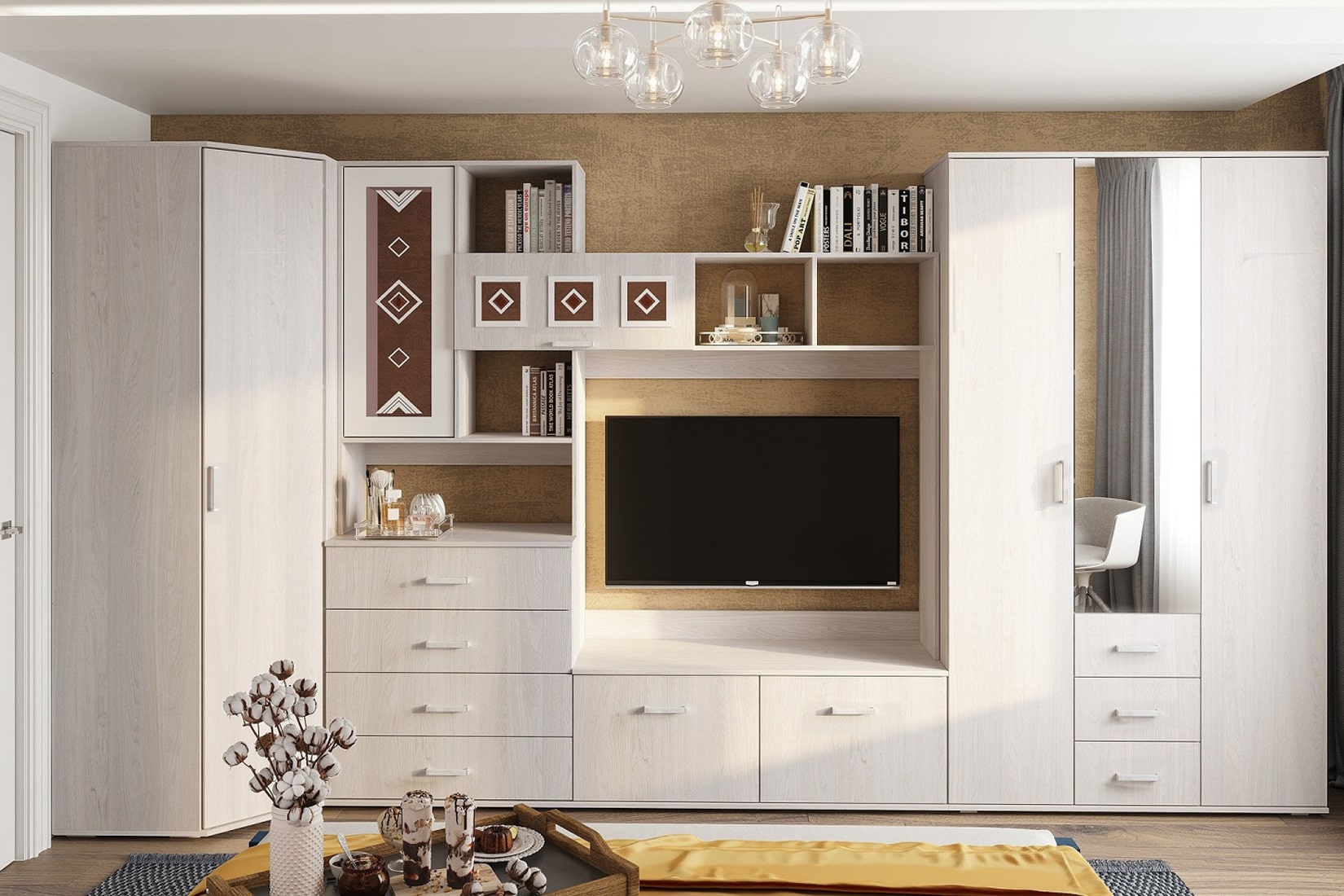 Белла Комплект 2 Стенка Ясень белый