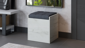 Форест Пуф Дуб Крафт белый/Велюр серый