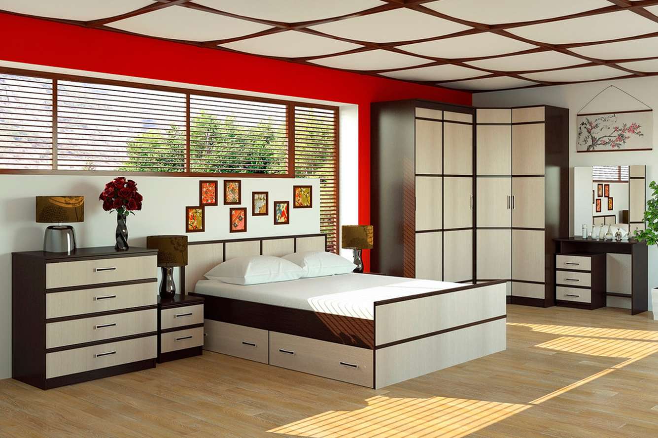 Сакура Кровать 140 с ящиками и проложками ДСП Венге/Лоредо