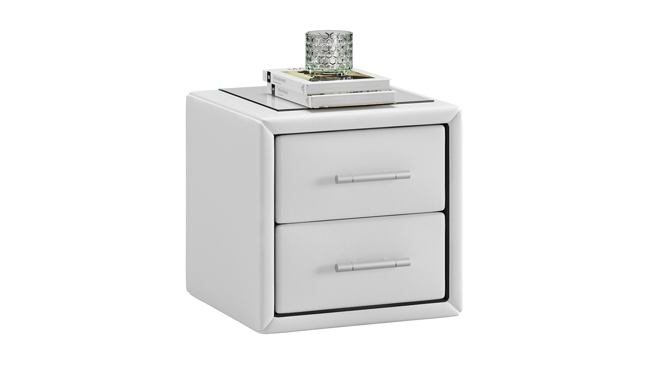 Элис Тумба прикроватная со стеклом Белый