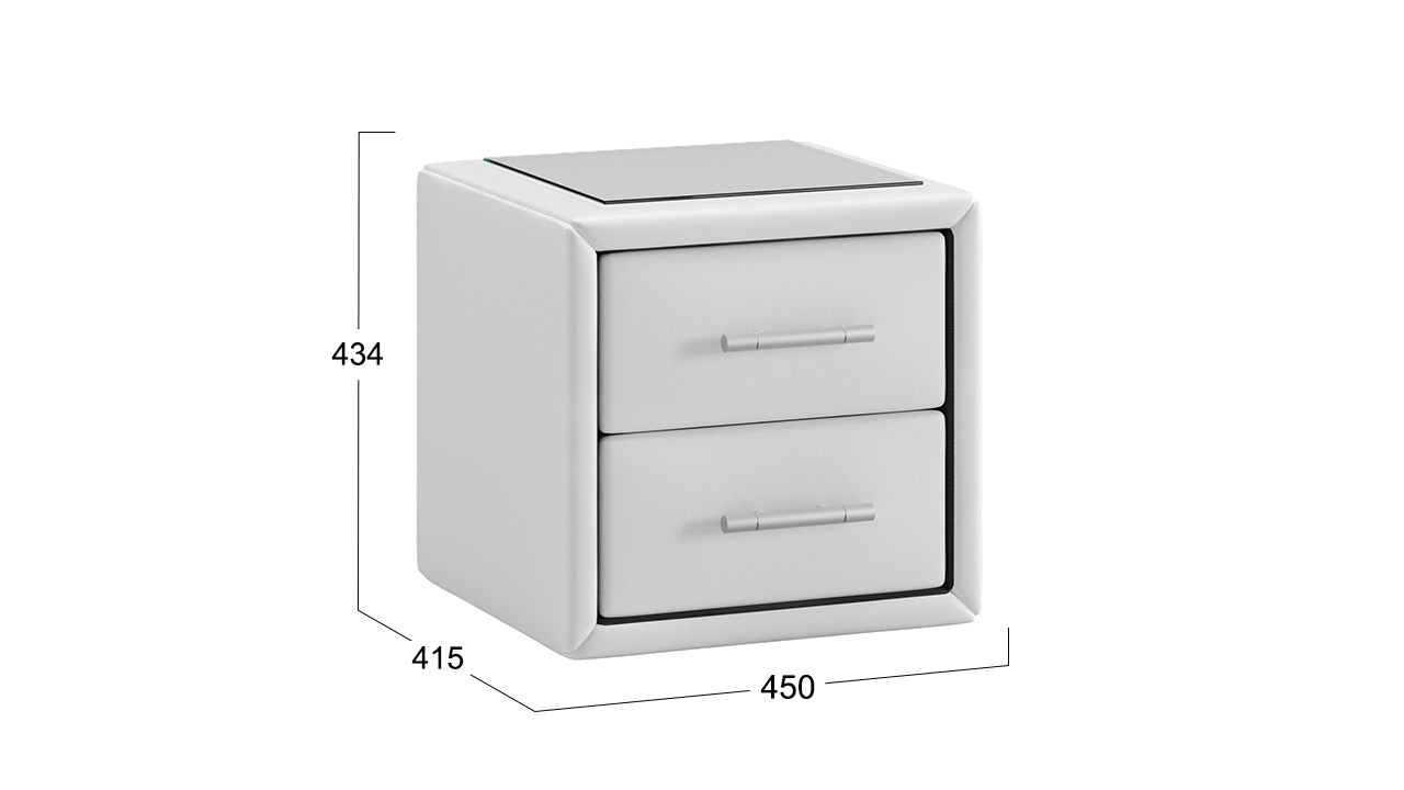 Элис Тумба прикроватная со стеклом Белый