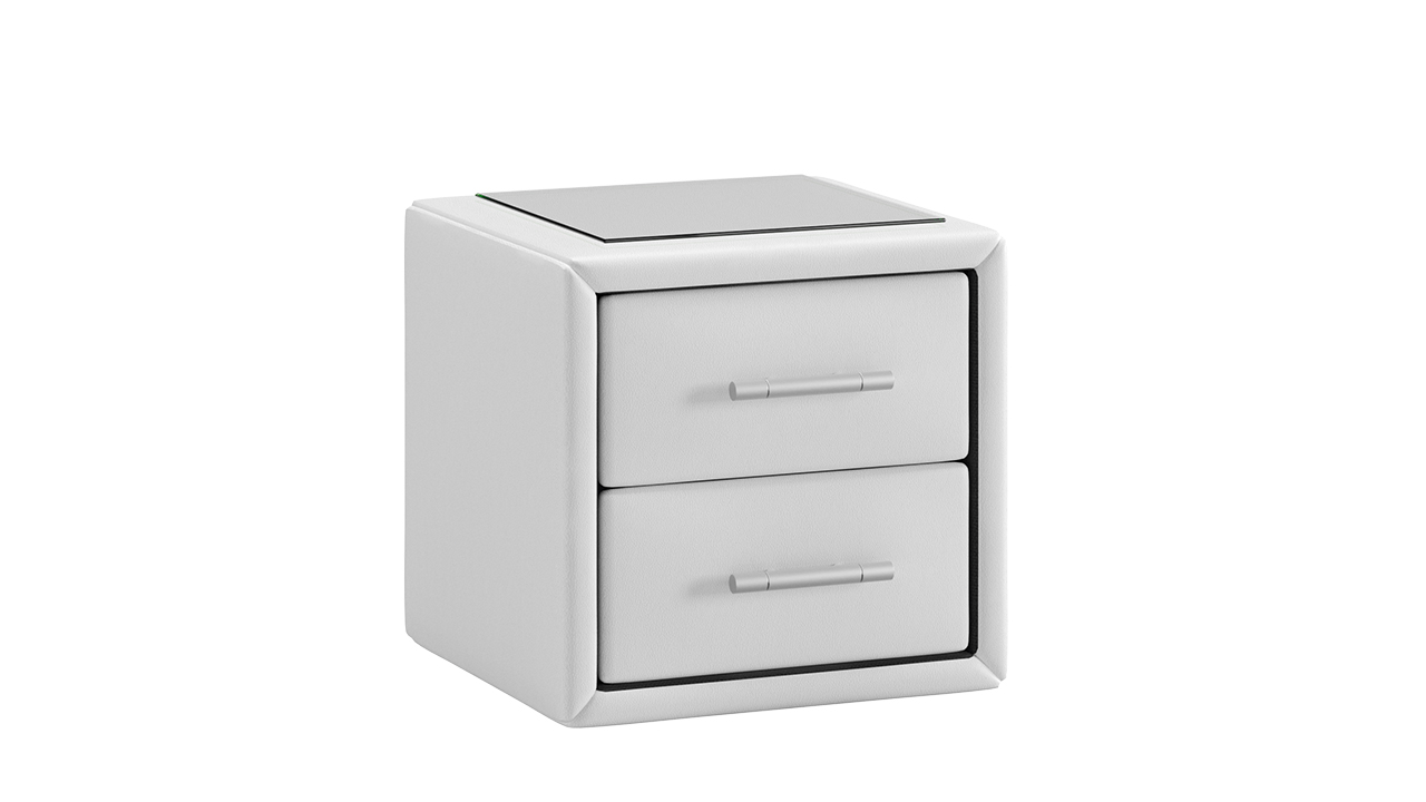 Элис Тумба прикроватная со стеклом Белый